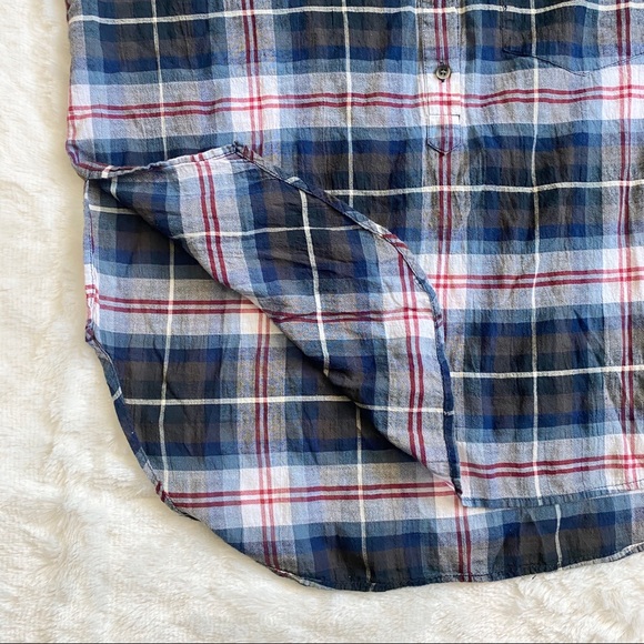 MADEWELL Collarless Plaid Popover Top - Picture 4 of 5